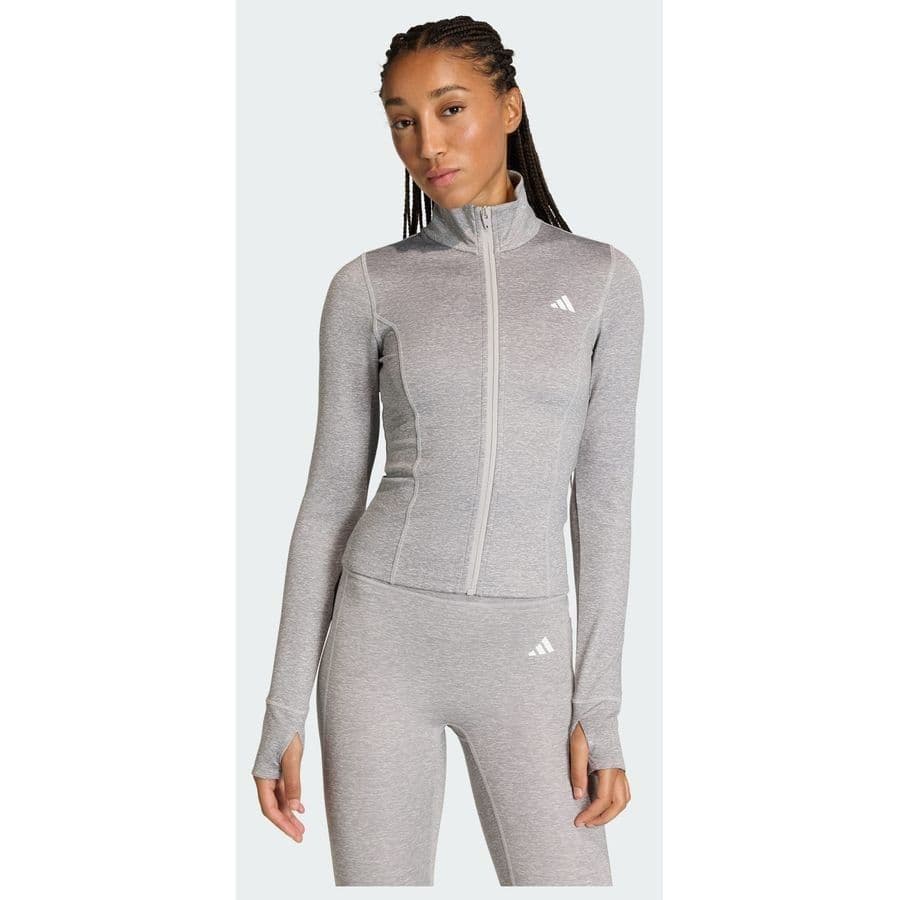 adidas Workout Essentials Heather Jack Met Lange Ritssluiting