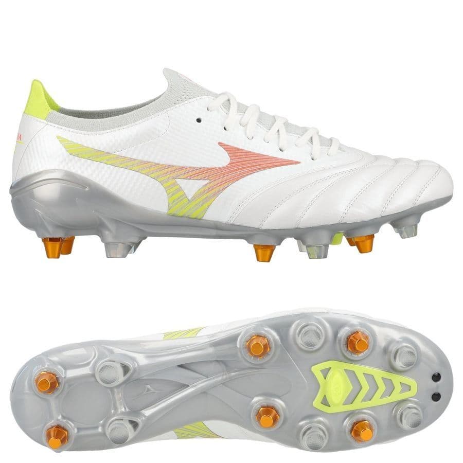 Mizuno Morelia Neo V Beta Elite IJzeren-Nop Voetbalschoenen (SG) Wit Oranje Limoen