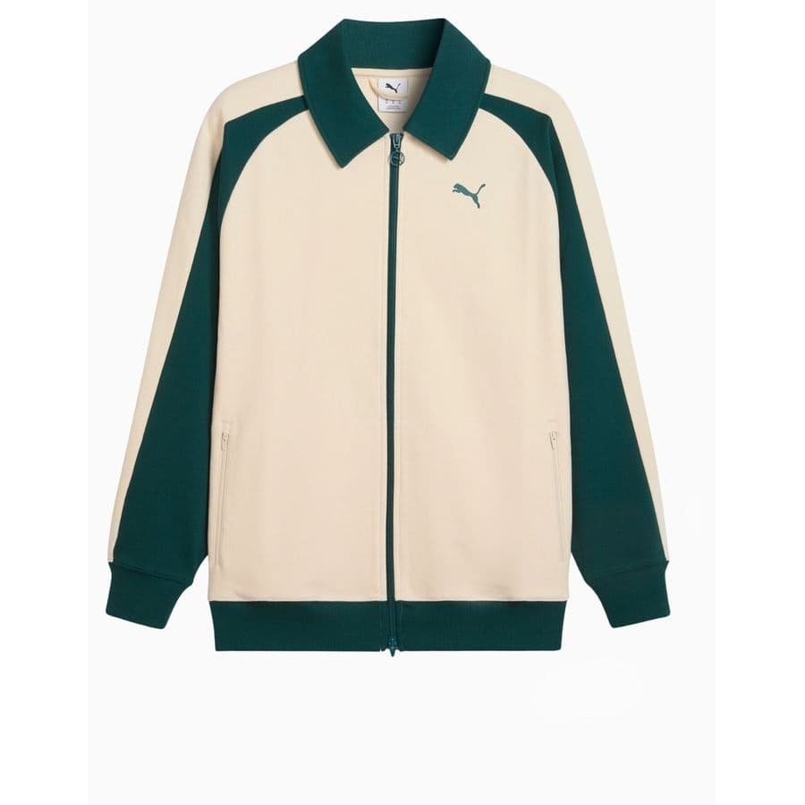 Puma T7 Relaxed Wing Collar Jacquard Track Jacket Dk Alpine Snow-green Terrain